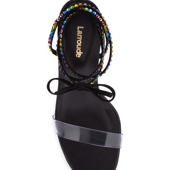 Larroud Suede Disco GloriaEmbellished Wrap Sandal Heels - Picture 5 of 10